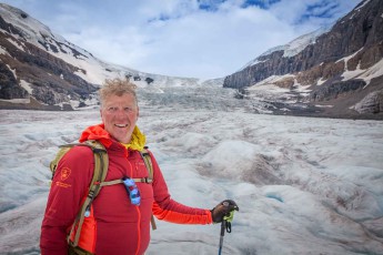 Wayne Sobool, an experienced glacier guide, stands amid the breathtaking ice landscape of the Athabasca Glacier in Alberta, Canada. He gives us a deeper understanding of the beauty, fragility and significance of this ice giant.