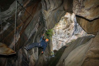Probably the most exciting section of the Gorge Alpine via ferrata leads into a cave.