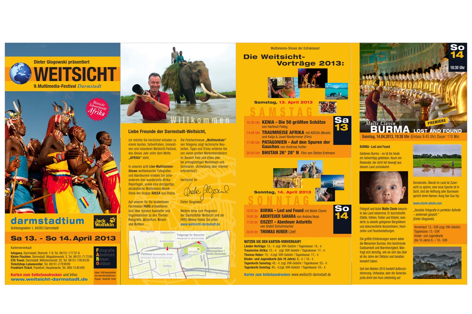 WEITSICHT-Festival-Flyer and announcement for my Burma lecture (right).