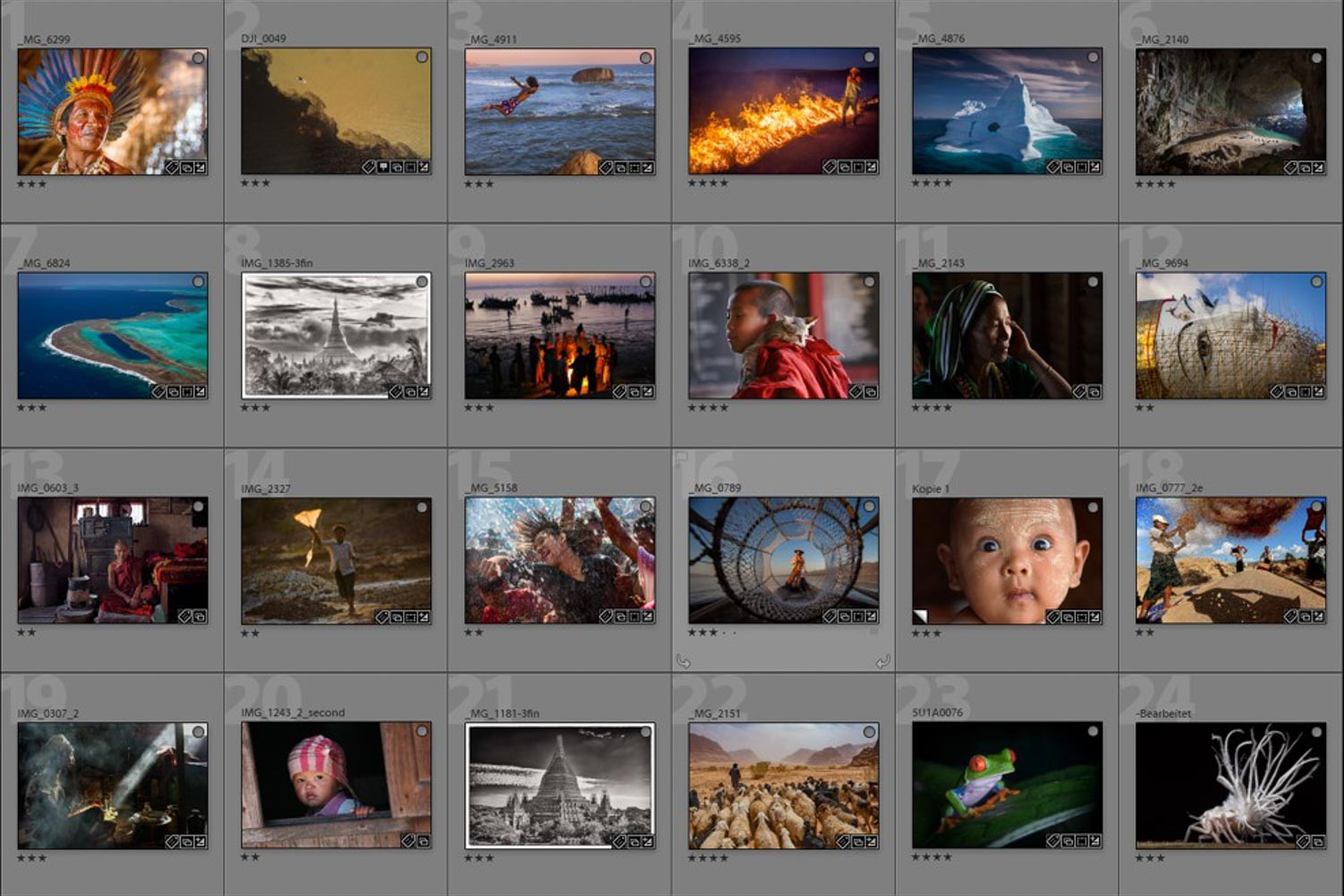 The top 30 photos in the overview (Lightroom)