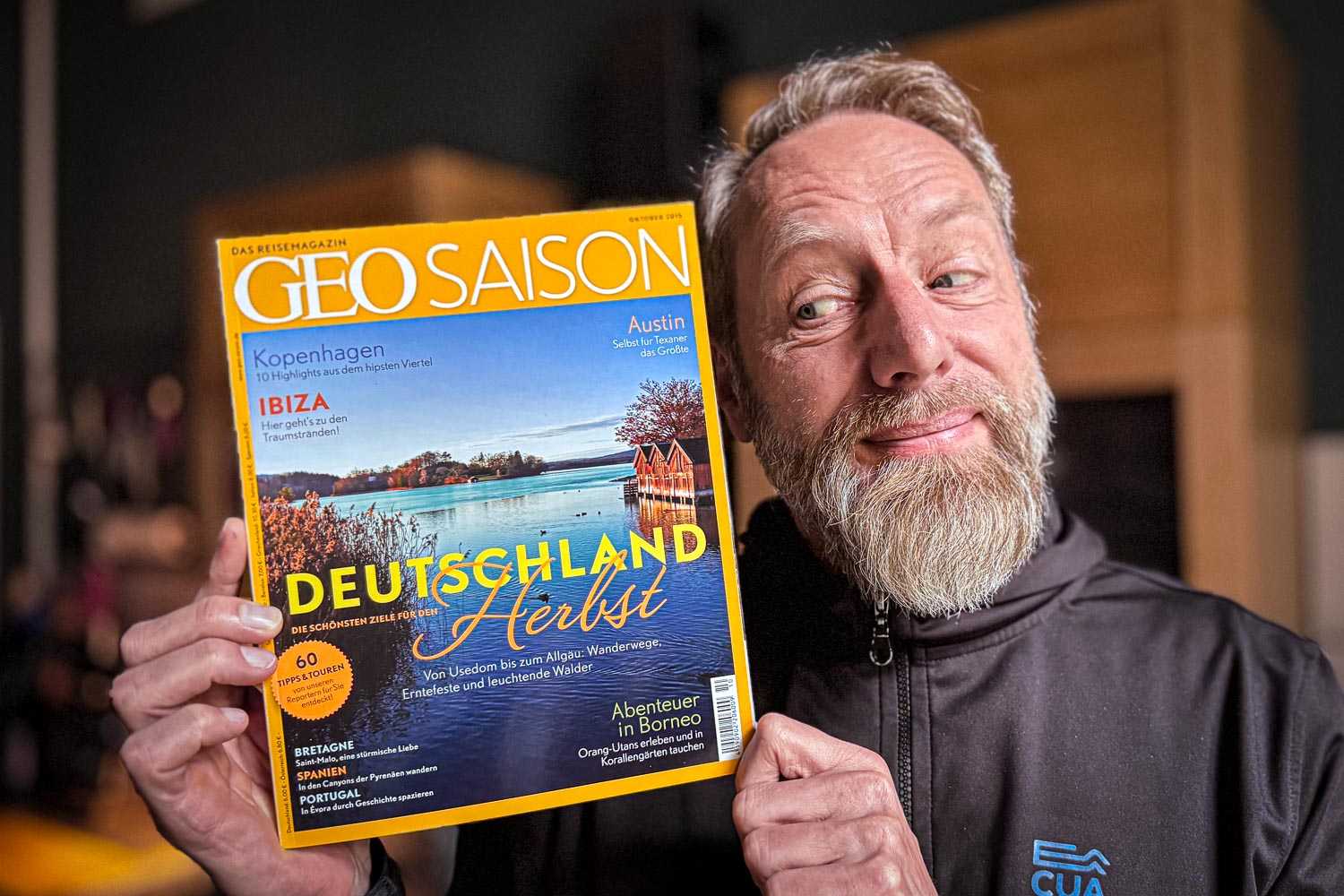 Sehr glücklich über mein Doppelseitenfoto in der GEO SAISON (hier der Titel).